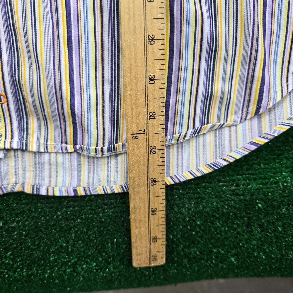 Thomas Dean Dress Shirt Mens XL Striped Button Up Long-Staple 2-Ply Cotton - Picture 4 of 6